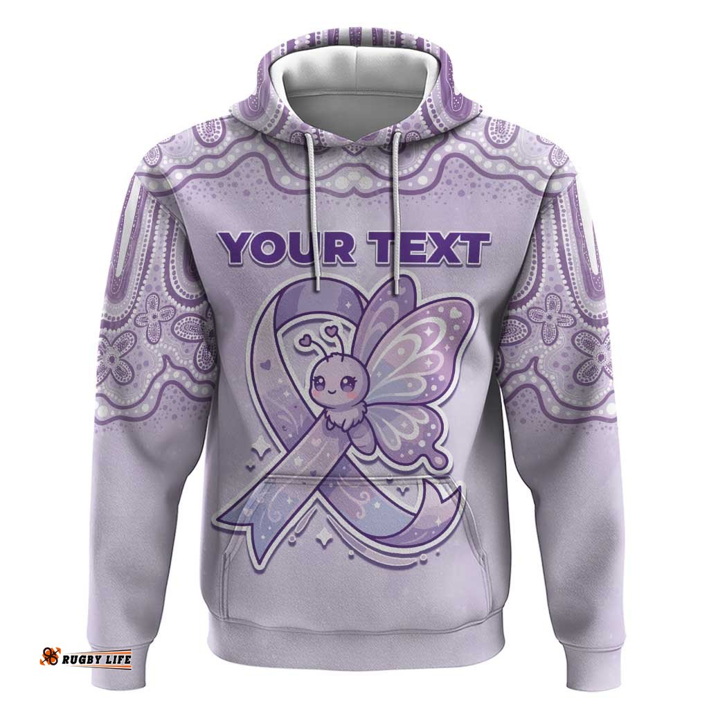 RugbyLife Shop Personalised Epilepsy Awareness Alphabet Hoodie Purple Ribbon Butterfly Cute Style DT05