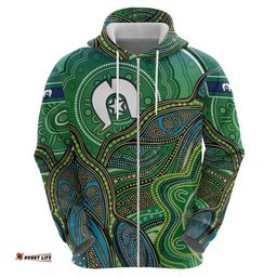RugbyLife Shop Torres Strait Islands Hoodie Indigenous Ocean Wave Dot Green Color TS04
