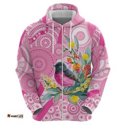 RugbyLife Shop Pink Robin Aboriginal Inspired Hoodie LT9