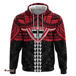 RugbyLife Shop Personalized St Kilda Saints Hoodie Polynesian Tribal Pattern Heritage Football TS04