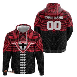 RugbyLife Shop Personalized St Kilda Saints Hoodie Polynesian Tribal Pattern Heritage Football TS04