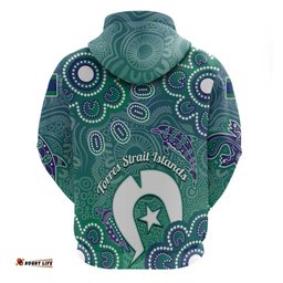 RugbyLife Shop Sea Turtle Torres Strait Islands Hoodie Pacific Indigenous Australian Oceanic Dot Art TS04