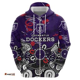 RugbyLife Shop Personalized Fremantle Dockers Hoodie Aboriginal Dot Painting Graffiti Style TS04