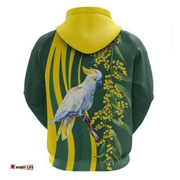 RugbyLife Shop White Cockatoo and Golden Wattle Hoodie Australian Native Bird LT9