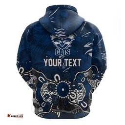 RugbyLife Shop Personalized Geelong Cats Hoodie Aboriginal Dot Painting Graffiti Style TS04