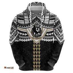 RugbyLife Shop Personalized Collingwood Magpies Hoodie Polynesian Tribal Pattern Heritage Football TS04
