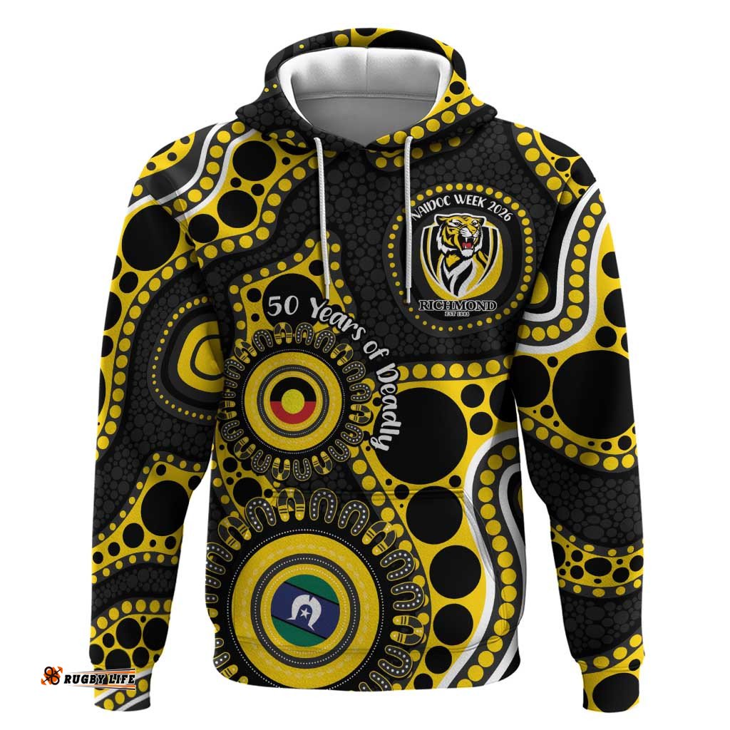 RugbyLife Shop Richmond NAIDOC Week 2026 Personalised Hoodie 50 Years of Deadly Aboriginal Art LT14