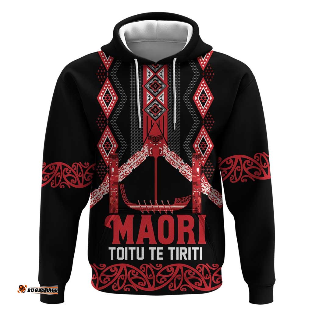 RugbyLife Shop Toitu Te Tiriti Waitangi Hoodie Black Wharenui House LT9