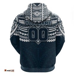 RugbyLife Shop Personalized Carlton Blues Hoodie Polynesian Tribal Pattern Heritage Football TS04