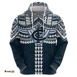 RugbyLife Shop Personalized Carlton Blues Hoodie Polynesian Tribal Pattern Heritage Football TS04