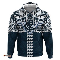 RugbyLife Shop Personalized Carlton Blues Hoodie Polynesian Tribal Pattern Heritage Football TS04