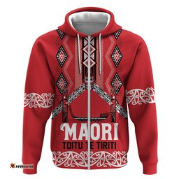 RugbyLife Shop Toitu Te Tiriti Waitangi Hoodie Red Wharenui House LT9
