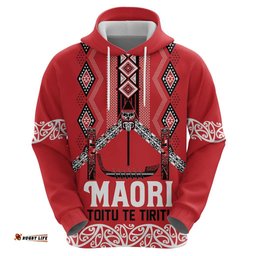 RugbyLife Shop Toitu Te Tiriti Waitangi Hoodie Red Wharenui House LT9