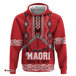 RugbyLife Shop Toitu Te Tiriti Waitangi Hoodie Red Wharenui House LT9