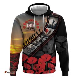 RugbyLife Shop Personalised Remembering ANZAC Lest We Forget Hoodie Vintage Film Frame Memorial Red Poppy LT9