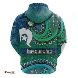 RugbyLife Shop Torres Strait Islands Hoodie Dhari Emblem Vibrant Teal Indigenous TS04