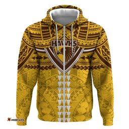 RugbyLife Shop Personalized Hawthorn Hawks Hoodie Polynesian Tribal Pattern Heritage Football TS04