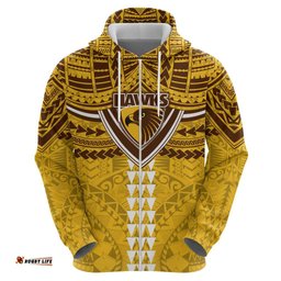 RugbyLife Shop Personalized Hawthorn Hawks Hoodie Polynesian Tribal Pattern Heritage Football TS04