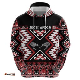 RugbyLife Shop Personalised Taniko Motifs Aotearoa Hoodie Waitangi Kowhaiwhai Kiwi LT7