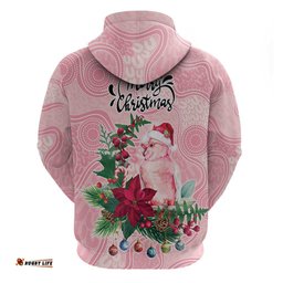 RugbyLife Shop Watercolor Pink Galah Flowers Hoodie Australia Christmas Vibes LT9