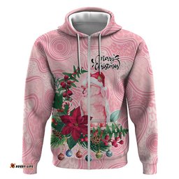 RugbyLife Shop Watercolor Pink Galah Flowers Hoodie Australia Christmas Vibes LT9
