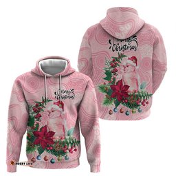 RugbyLife Shop Watercolor Pink Galah Flowers Hoodie Australia Christmas Vibes LT9