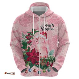 RugbyLife Shop Watercolor Pink Galah Flowers Hoodie Australia Christmas Vibes LT9
