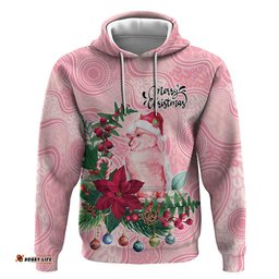 RugbyLife Shop Watercolor Pink Galah Flowers Hoodie Australia Christmas Vibes LT9