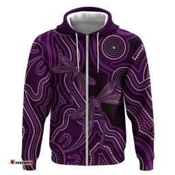 RugbyLife Shop Purple Indigenous Dragonfly Australia Hoodie Aboriginal Art LT14