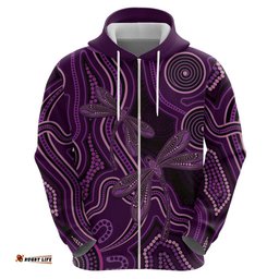 RugbyLife Shop Purple Indigenous Dragonfly Australia Hoodie Aboriginal Art LT14