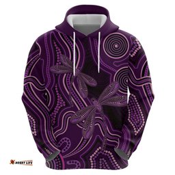 RugbyLife Shop Purple Indigenous Dragonfly Australia Hoodie Aboriginal Art LT14