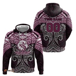 RugbyLife Shop Personalized Manly Warringah Sea Eagles Hoodie Polynesian Tribal Pattern Style TS04