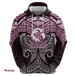 RugbyLife Shop Personalized Manly Warringah Sea Eagles Hoodie Polynesian Tribal Pattern Style TS04