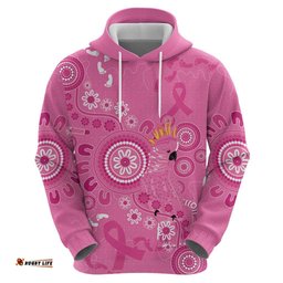 RugbyLife Shop Pink Ribbon Australia Hoodie Breast Cancer Awareness Aboriginal Cacatua leadbeateri LT14