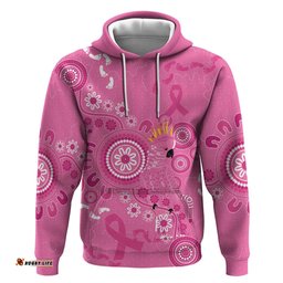 RugbyLife Shop Pink Ribbon Australia Hoodie Breast Cancer Awareness Aboriginal Cacatua leadbeateri LT14