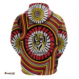 RugbyLife Shop Richmond Football Club Hoodie Indigenous Monochrome Dot Art Mascot Style TS04