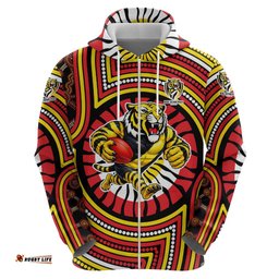 RugbyLife Shop Richmond Football Club Hoodie Indigenous Monochrome Dot Art Mascot Style TS04