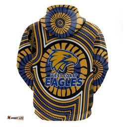 RugbyLife Shop West Coast Eagles Hoodie Indigenous Monochrome Dot Art Mascot Style TS04