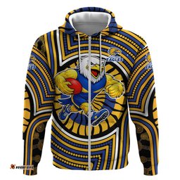 RugbyLife Shop West Coast Eagles Hoodie Indigenous Monochrome Dot Art Mascot Style TS04