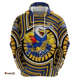 RugbyLife Shop West Coast Eagles Hoodie Indigenous Monochrome Dot Art Mascot Style TS04