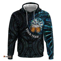 RugbyLife Shop Personalized New Zealand Darts Beer Hoodie Paua Shell Aotearoa Maori Tattoo LT14
