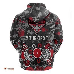 RugbyLife Shop Personalized Essendon Bombers Hoodie Aboriginal Dot Painting Graffiti Style TS04