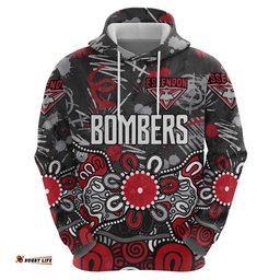 RugbyLife Shop Personalized Essendon Bombers Hoodie Aboriginal Dot Painting Graffiti Style TS04