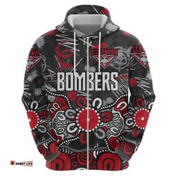 RugbyLife Shop Personalized Essendon Bombers Hoodie Aboriginal Dot Painting Graffiti Style TS04