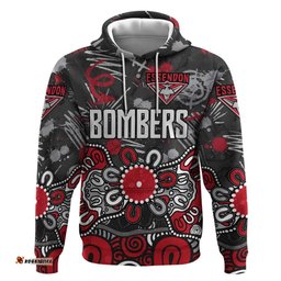 RugbyLife Shop Personalized Essendon Bombers Hoodie Aboriginal Dot Painting Graffiti Style TS04