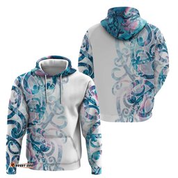 RugbyLife Shop Turquoise Paua Shell Maori Hoodie Koru Kowhaiwhai LT7