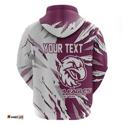 RugbyLife Shop Personalized Manly Warringah Sea Eagles Hoodie Dynamic Lightning Mascot Rugby Australia TS04