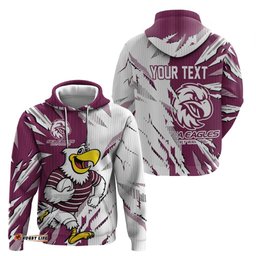 RugbyLife Shop Personalized Manly Warringah Sea Eagles Hoodie Dynamic Lightning Mascot Rugby Australia TS04