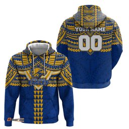 RugbyLife Shop Personalized West Coast Eagles Hoodie Polynesian Tribal Pattern Heritage Football TS04