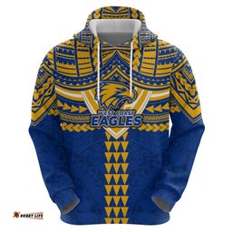 RugbyLife Shop Personalized West Coast Eagles Hoodie Polynesian Tribal Pattern Heritage Football TS04